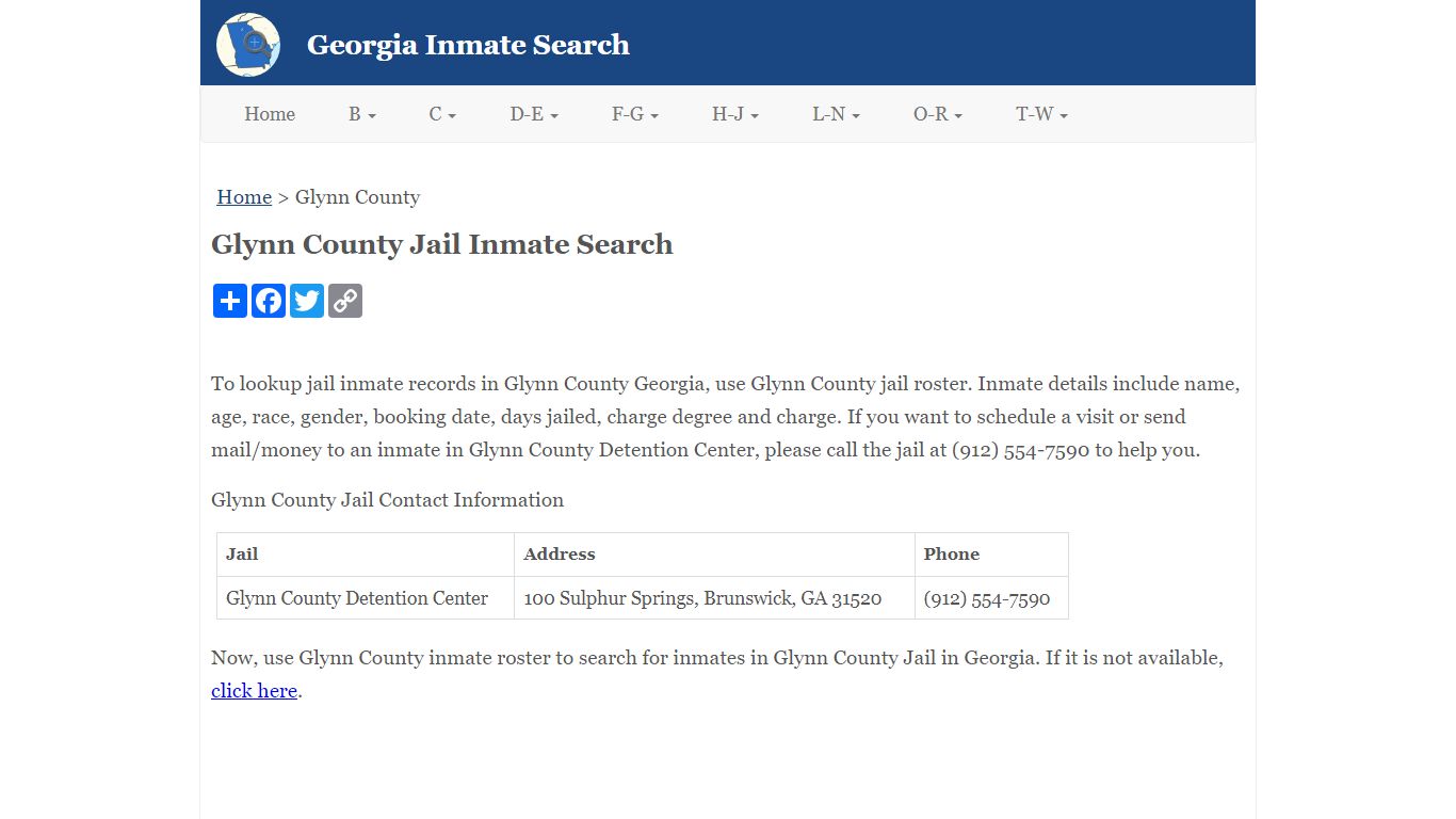 Glynn County Jail Inmate Search